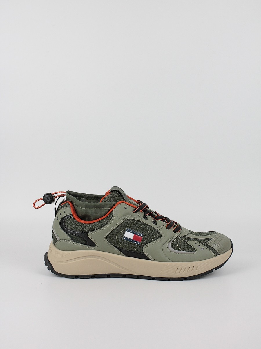 Ανδρικά Sneaker Tommy Hilfiger Tjm Runner Mix Material EM0EM01620-MRH Χακί