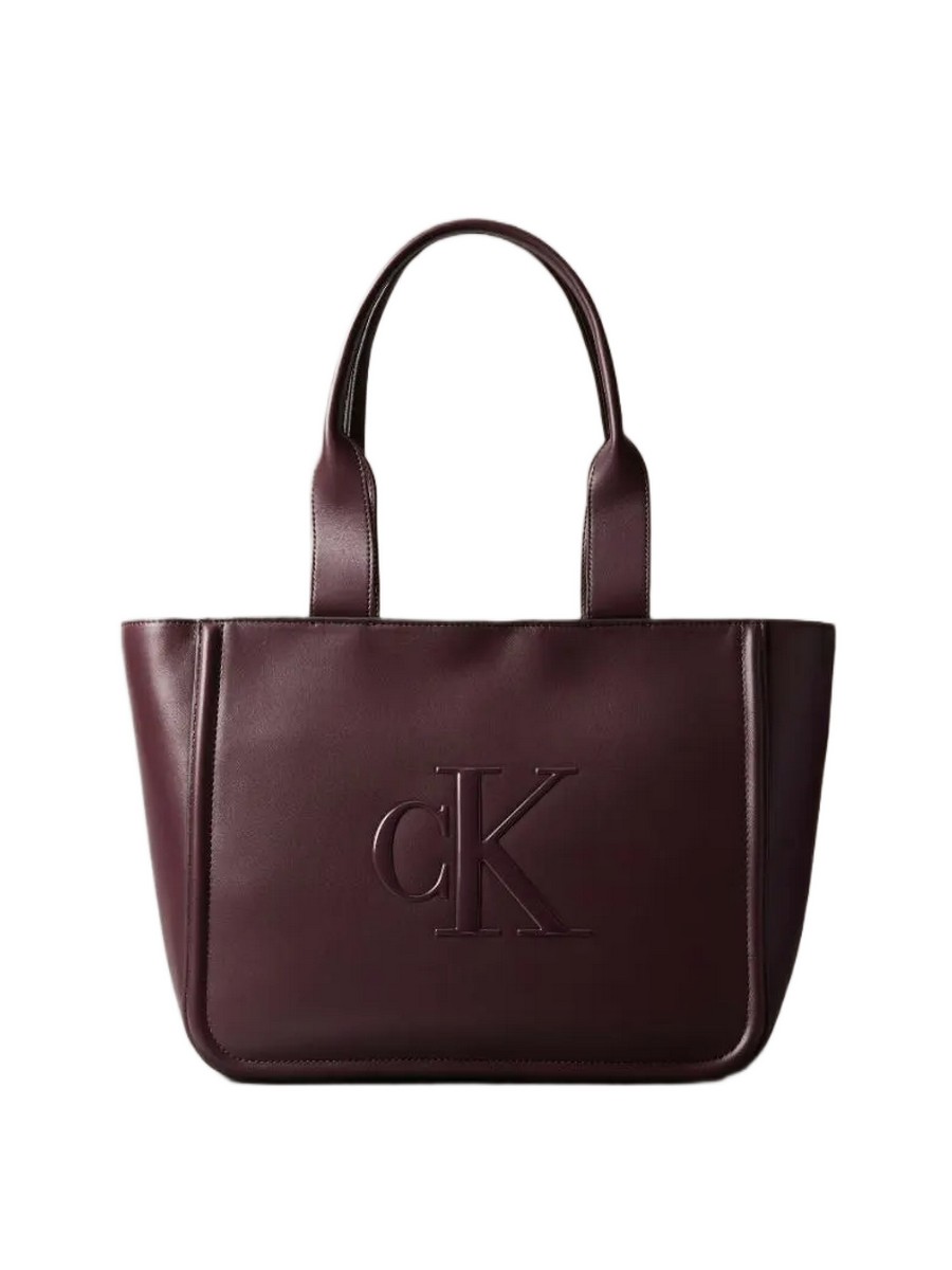 Γυναικεία Τσάντα Calvin Klein Raised Ck Medium Tote LV04F3218G-BAP Μπορντό