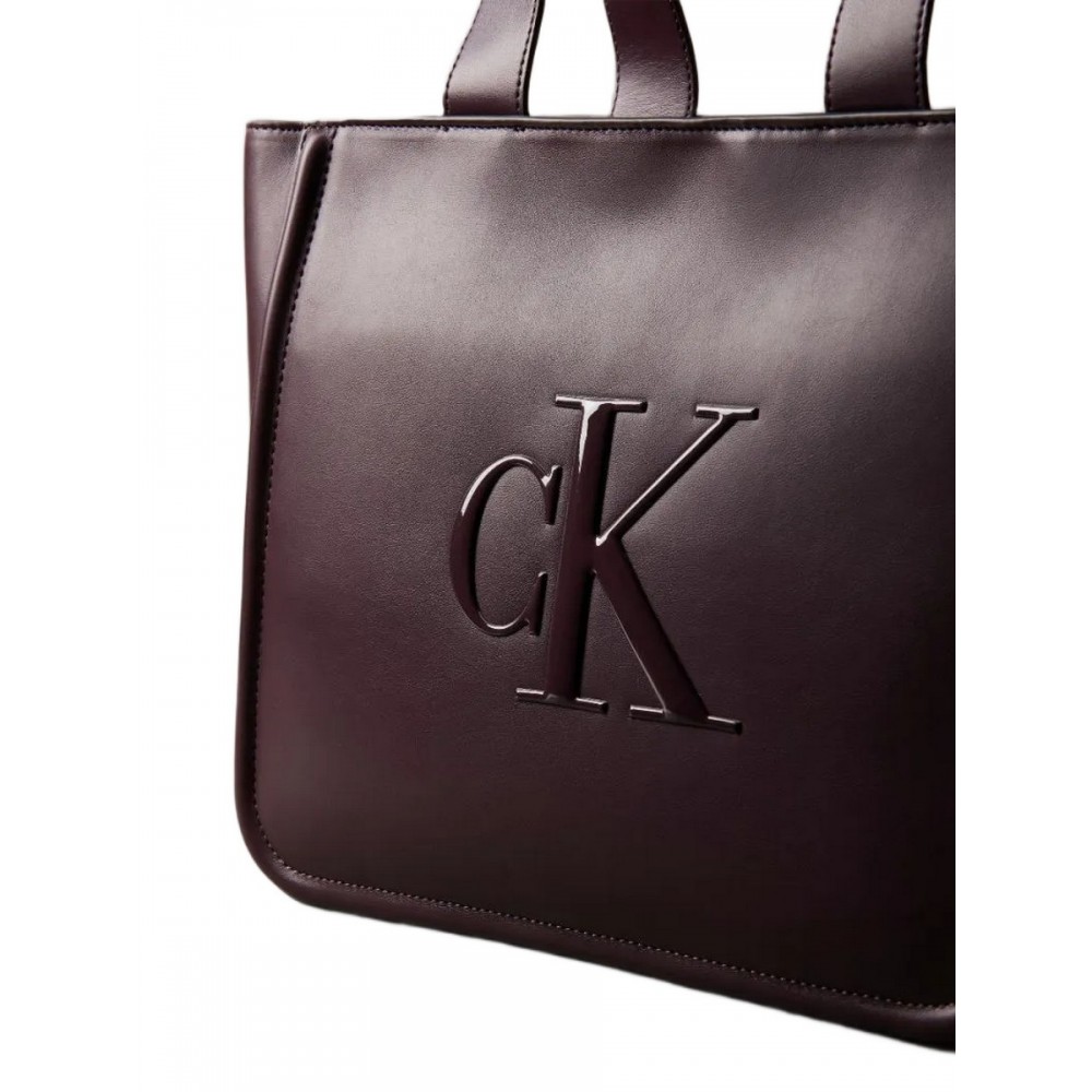 Γυναικεία Τσάντα Calvin Klein Raised Ck Medium Tote LV04F3218G-BAP Μπορντό