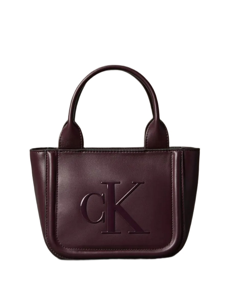 Γυναικεία Τσάντα Calvin Klein Raised Ck Small Tote With Strap LV04F3219G-BAP Μπορντό