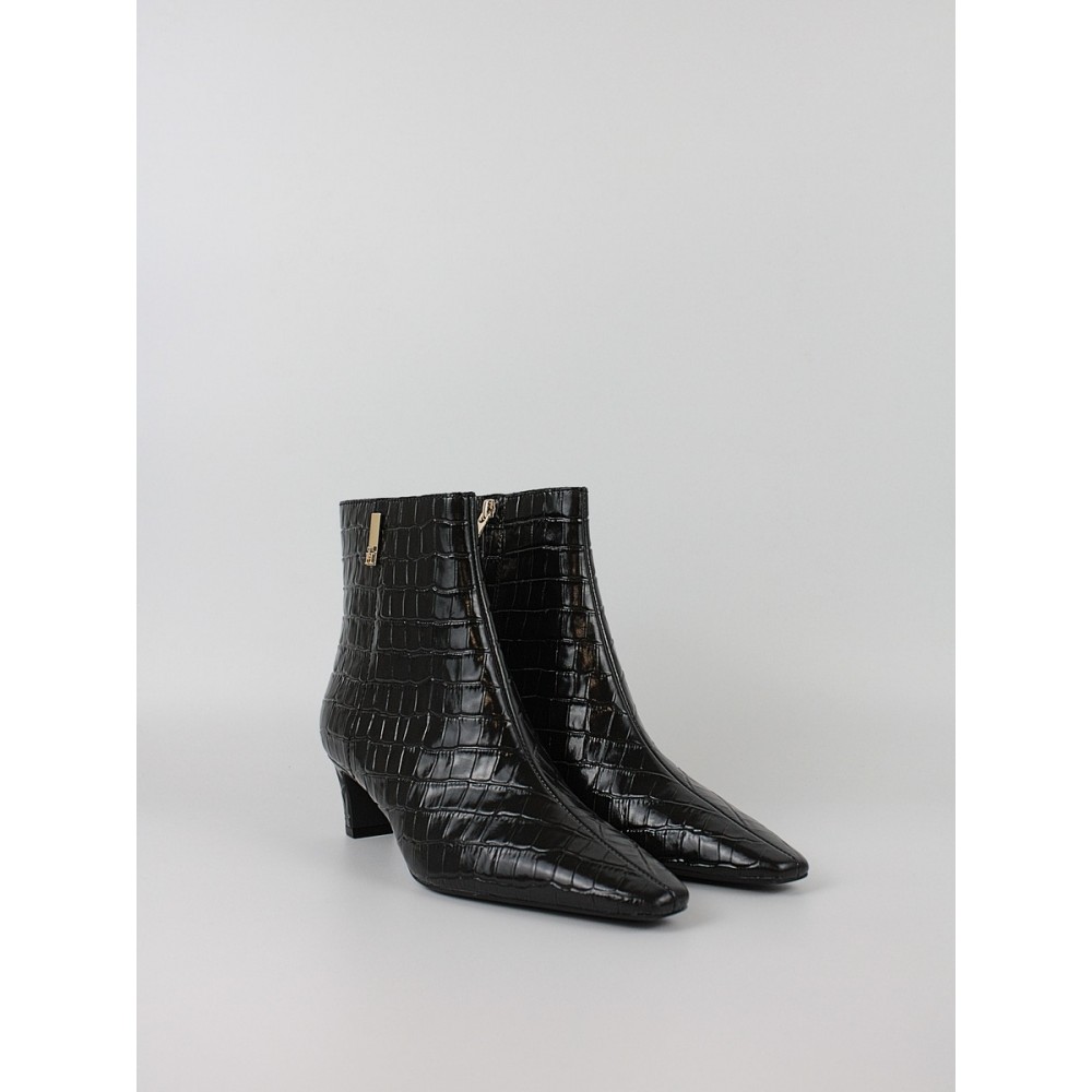 Women BootiesTommy Hilfiger Th Square Toe Croc Kitten Bootie FW0FW09162-BDS Black