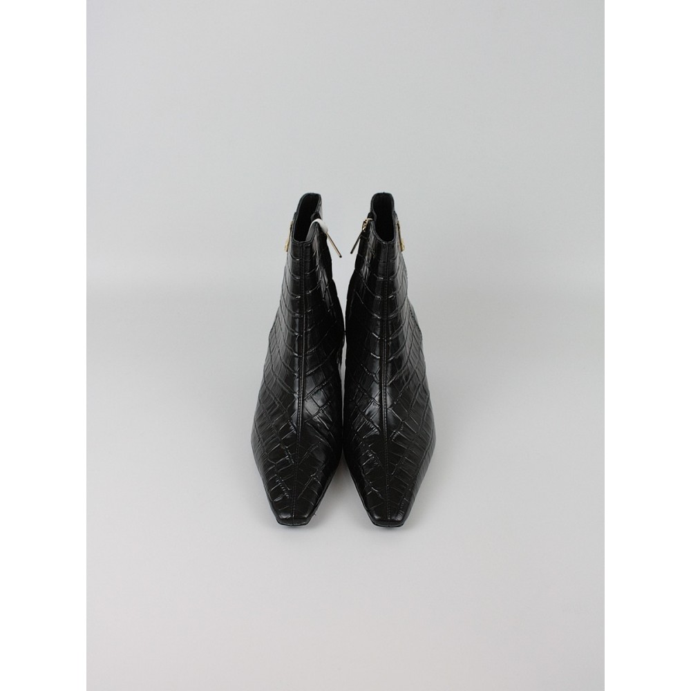 Women BootiesTommy Hilfiger Th Square Toe Croc Kitten Bootie FW0FW09162-BDS Black