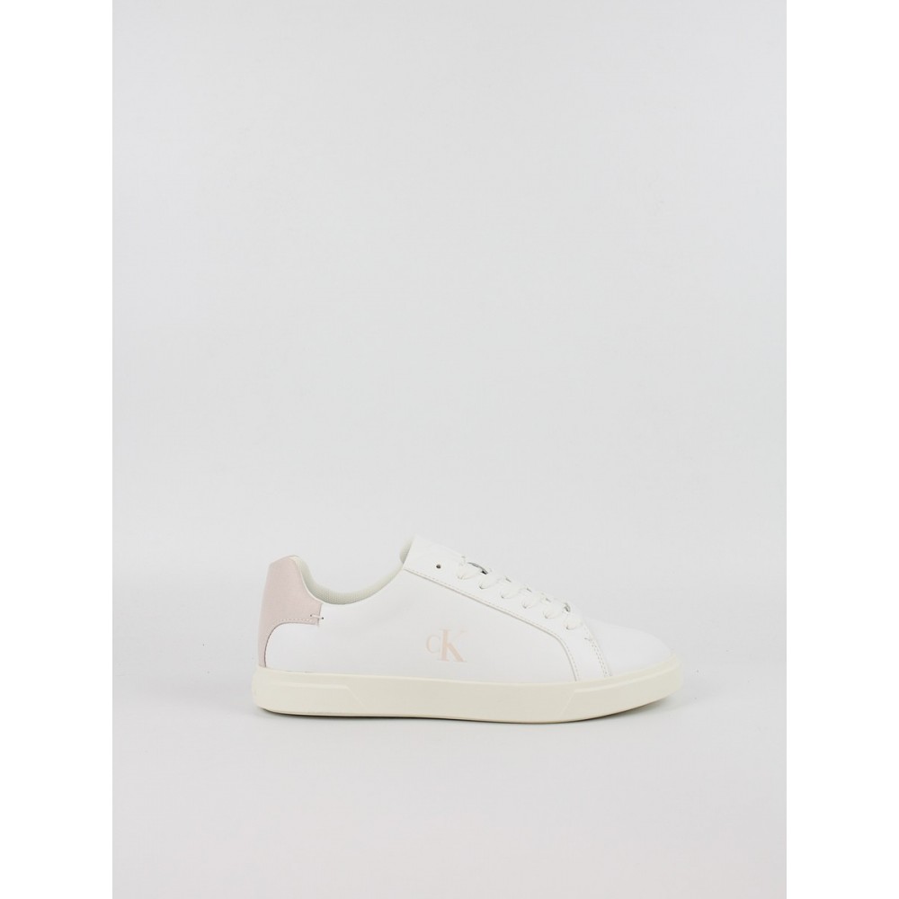 Women Sneaker Calvin KLein Low Pro Cup Laceup Lth Moire HW0HW02845-0K7 White