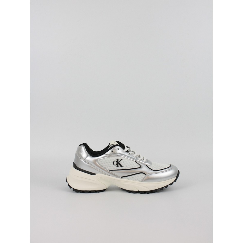Γυναικεία Sneaker Calvin KLein Hike Runner Lace Up Mesh Mix Met YW0YW02063-0IX Ασημί