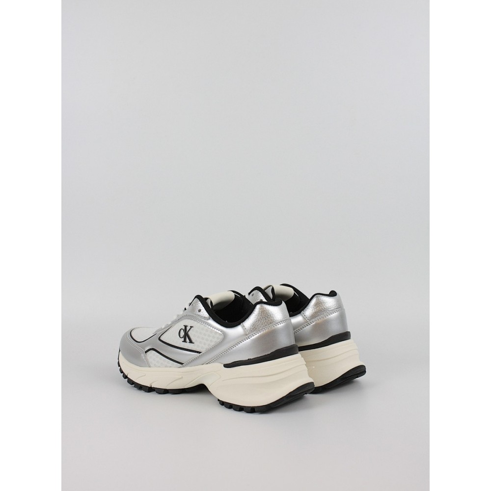 Γυναικεία Sneaker Calvin KLein Hike Runner Lace Up Mesh Mix Met YW0YW02063-0IX Ασημί