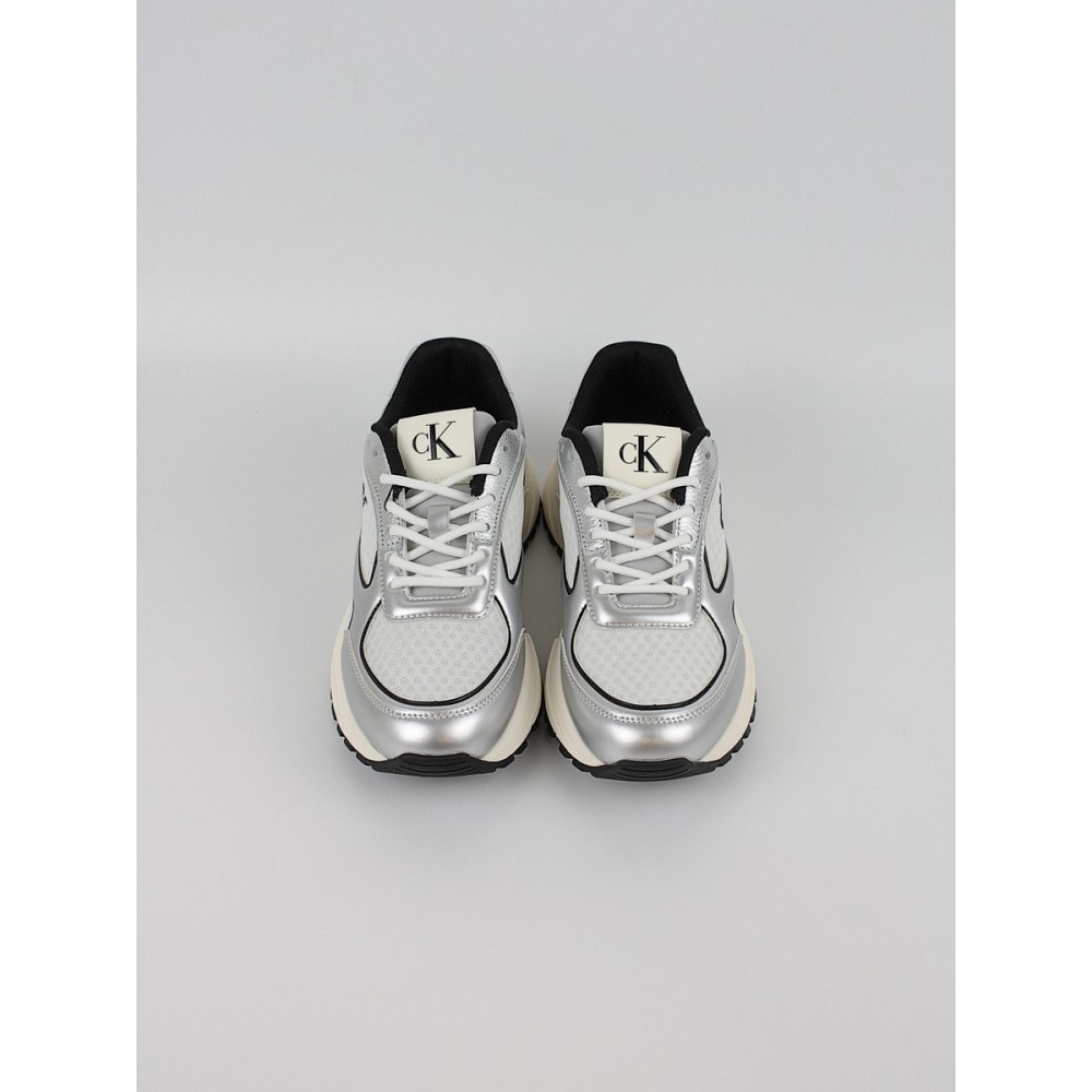 Γυναικεία Sneaker Calvin KLein Hike Runner Lace Up Mesh Mix Met YW0YW02063-0IX Ασημί