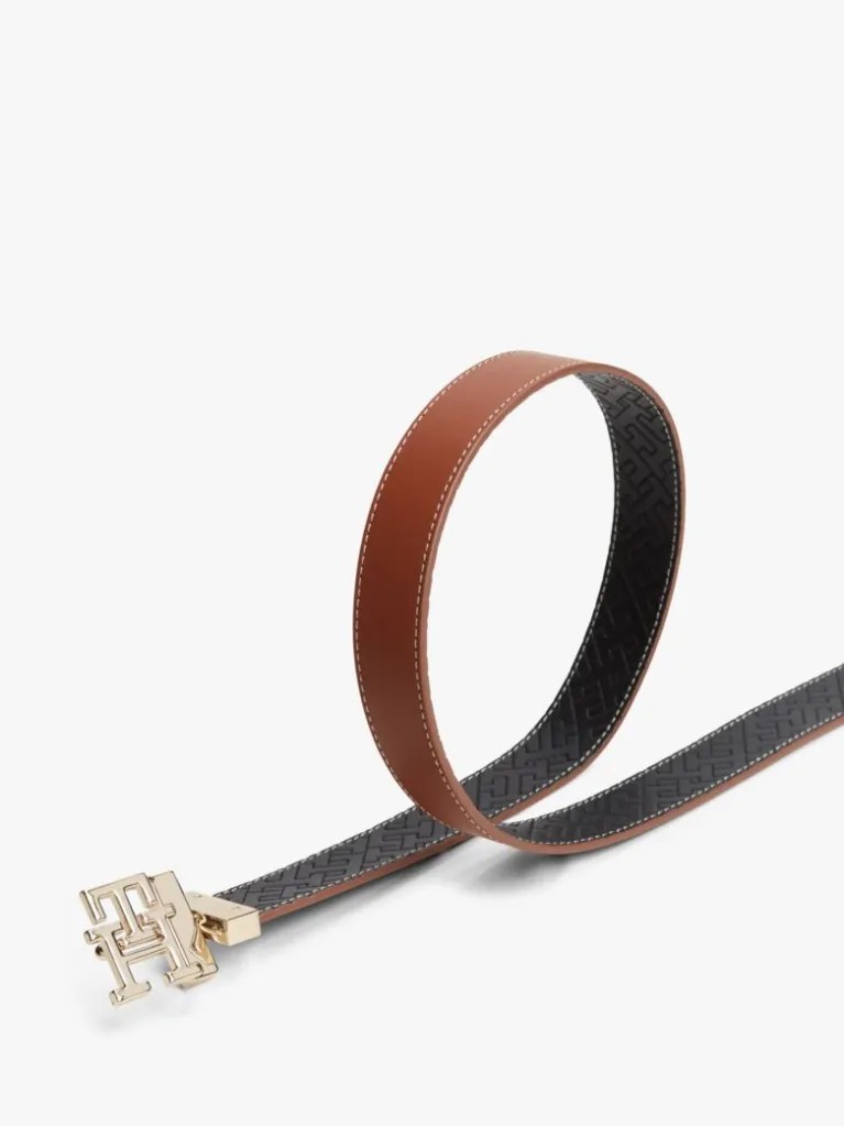 Γυναικεία Ζώνη Tommy Hilfiger Th Logo 3.0 Rev AW0AW18256-0GJ Ταμπά - Μαύρη