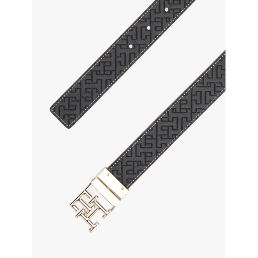 Γυναικεία Ζώνη Tommy Hilfiger Th Logo 3.0 Rev AW0AW18256-0GJ Ταμπά - Μαύρη