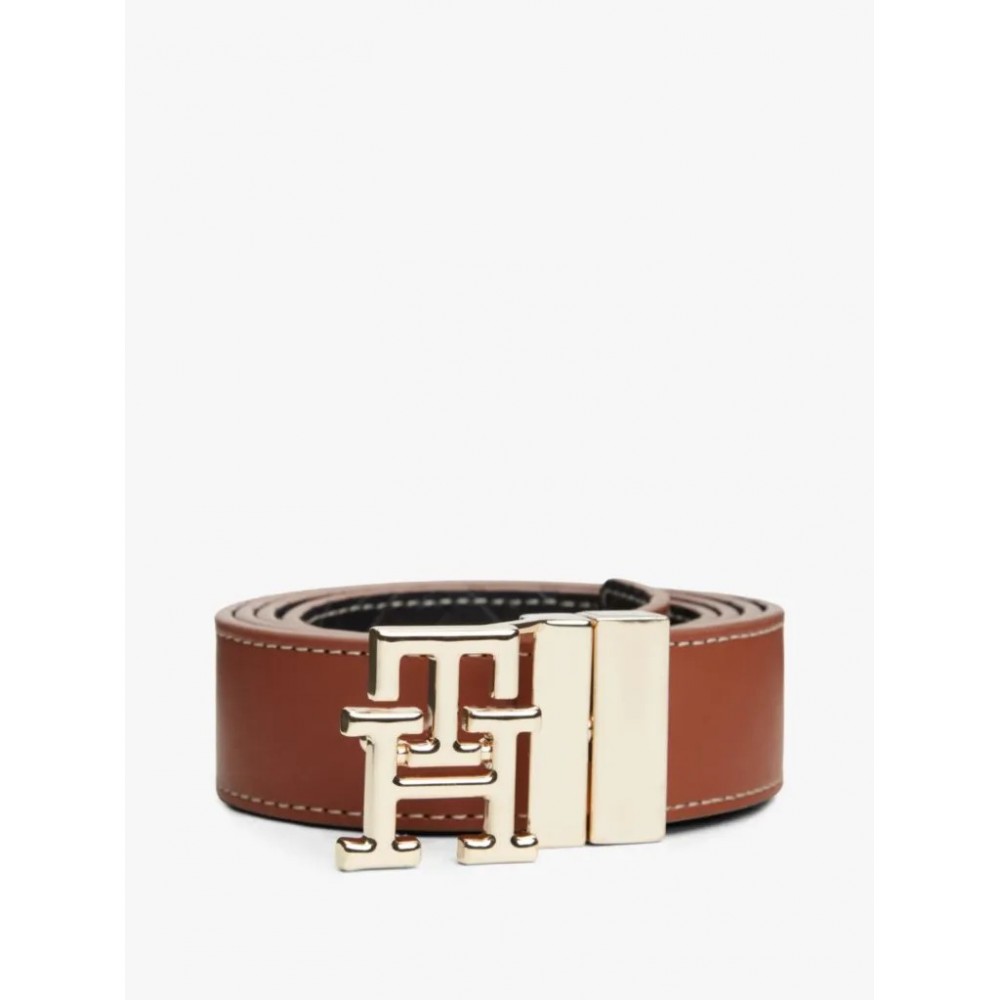 Γυναικεία Ζώνη Tommy Hilfiger Th Logo 3.0 Rev AW0AW18256-0GJ Ταμπά - Μαύρη