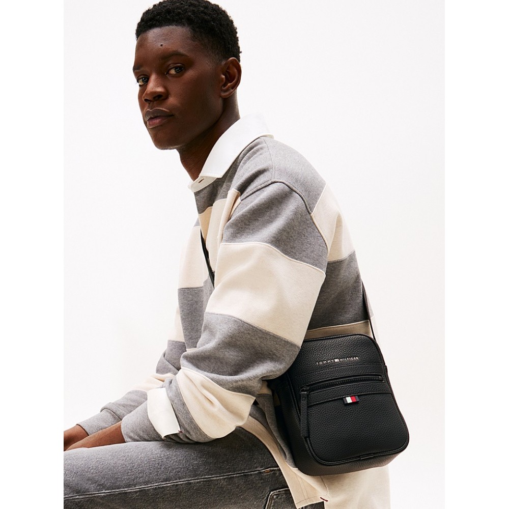 Ανδρικό Τσαντάκι Χιαστή Tommy Hilfiger Essential Pu Mini Reporter AM0AM09504-BDS  Μαύρο