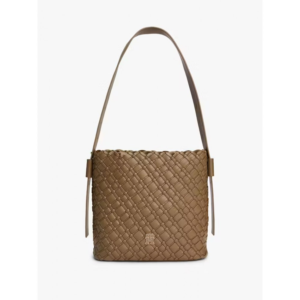 Γυναικεία Τσάντα Tommy Hilfiger Th Braided Shoulder Bag AW0AW18160-R07 Καμηλό