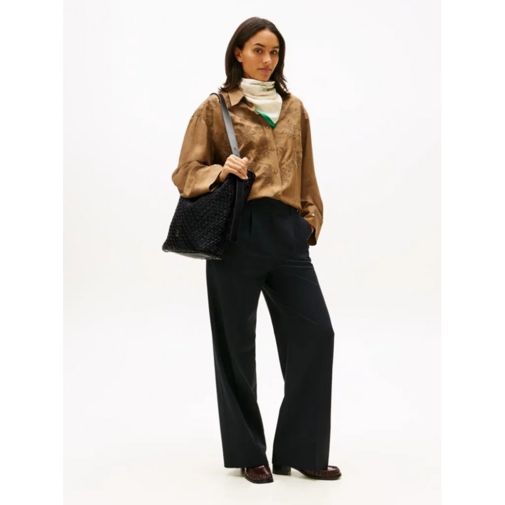 Γυναικεία Τσάντα Tommy Hilfiger Th Braided Maxi Hobo AW0AW18161-BDS Μαύρη