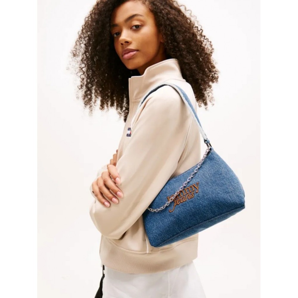 Γυναικεία Τσάντα Tommy Hilfiger Tjw Cool Denim Shoulder Bag AW0AW18575-1A7 Μπλέ