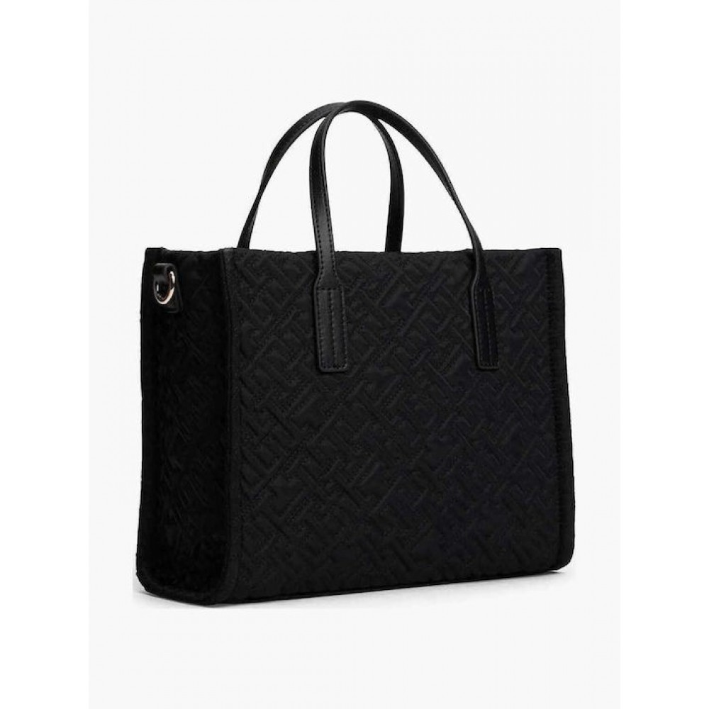Γυναικεία Τσάντα Tommy Hilfiger Th City Mini Tote Mono Nylon AW0AW18162-BDS Μαύρη