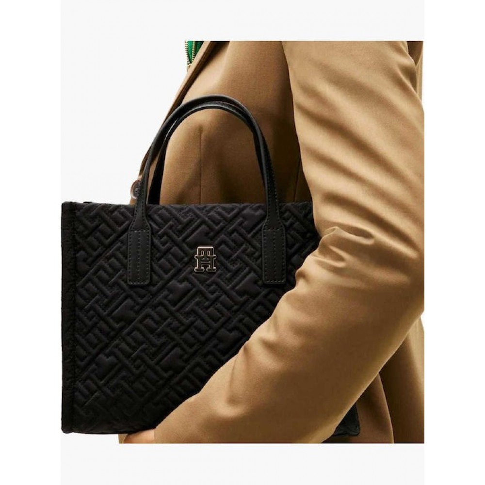 Γυναικεία Τσάντα Tommy Hilfiger Th City Mini Tote Mono Nylon AW0AW18162-BDS Μαύρη