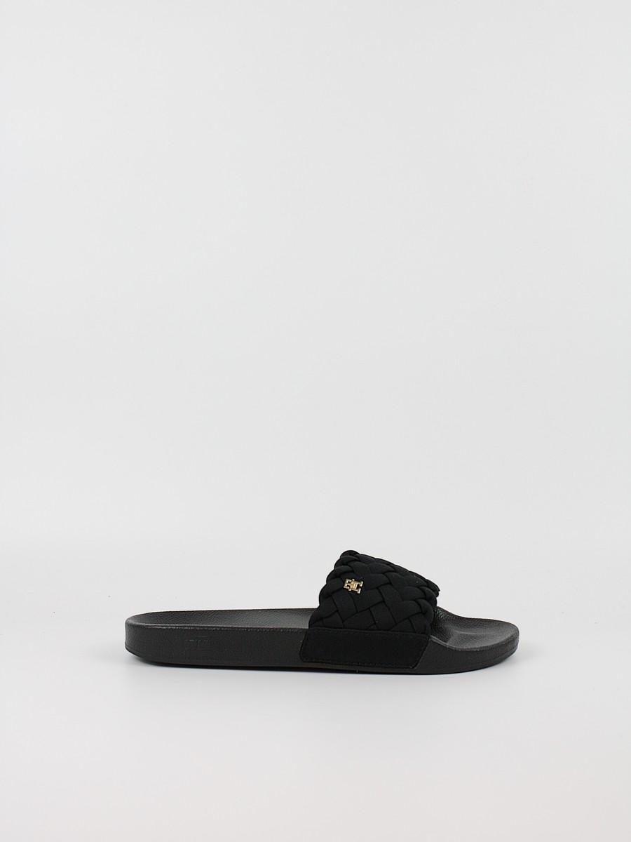 Γυναικεία Σαγιονάρα Tommy Hilfiger Th Braided Pool Slide FW0FW09203-BDS Μαύρη