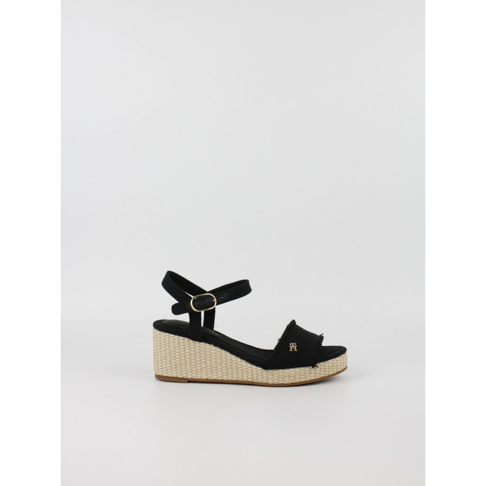 Γυναικεία Πλατφόρμα Tommy Hilfiger Mid Woven Wedge Espadrille Fringe FW0FW09470-BDS Μαύρη