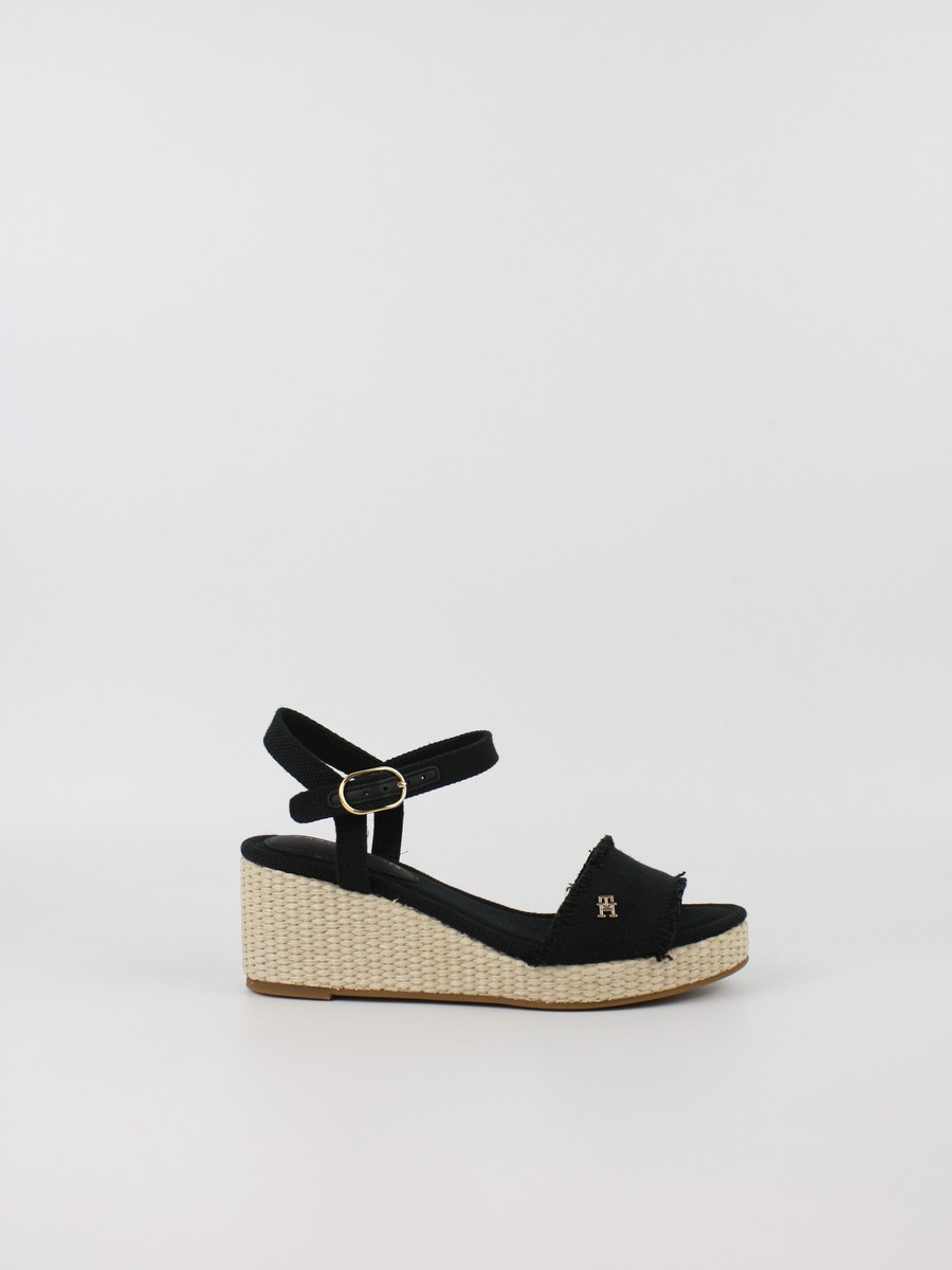 Γυναικεία Πλατφόρμα Tommy Hilfiger Mid Woven Wedge Espadrille Fringe FW0FW09470-BDS Μαύρη