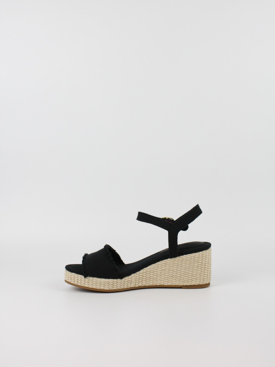 Γυναικεία Πλατφόρμα Tommy Hilfiger Mid Woven Wedge Espadrille Fringe FW0FW09470-BDS Μαύρη