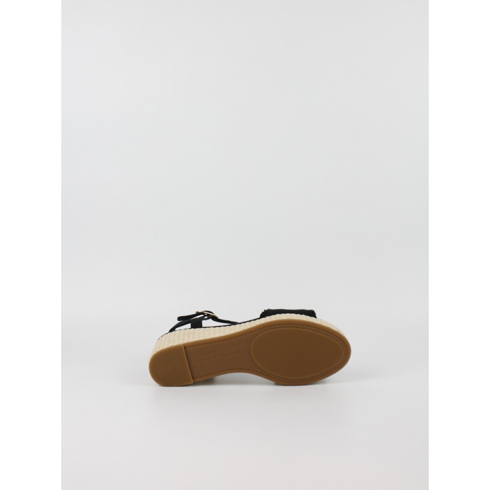 Γυναικεία Πλατφόρμα Tommy Hilfiger Mid Woven Wedge Espadrille Fringe FW0FW09470-BDS Μαύρη