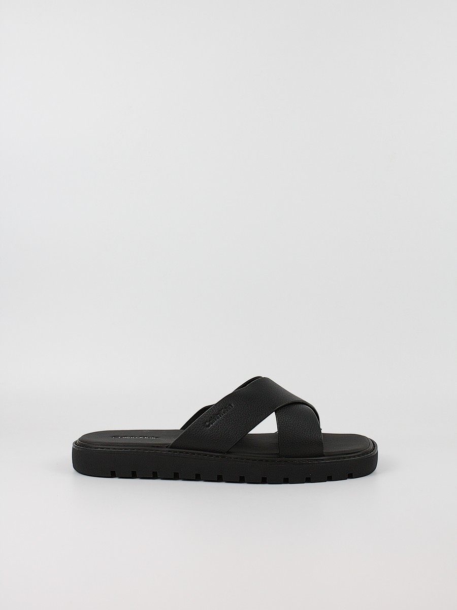 Ανδρική Σαγιονάρα Calvin Klein Sq Molded Sandal Xcross Lth HM0HM02235-0GJ Μαύρη