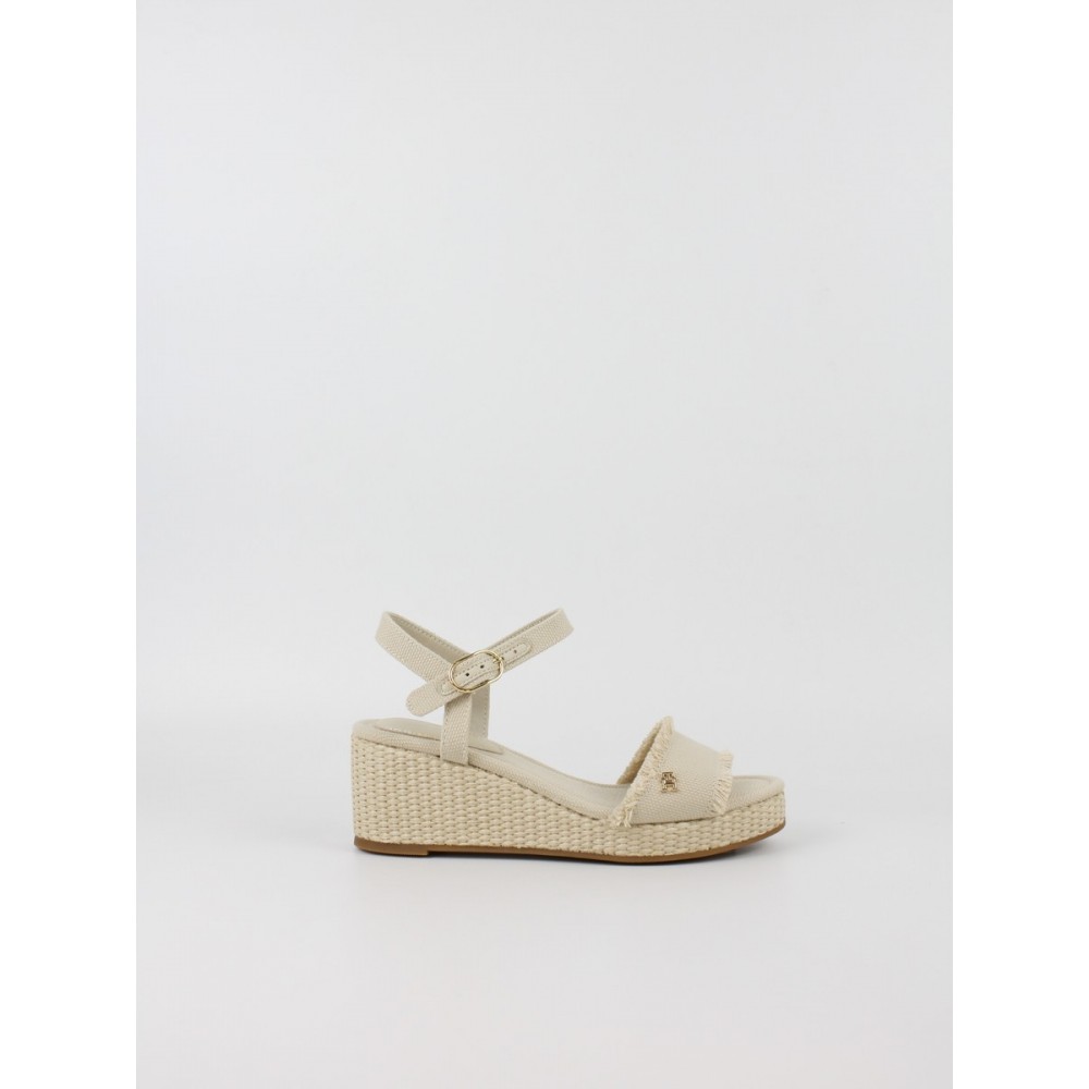 Γυναικεία Πλατφόρμα Tommy Hilfiger Mid Woven Wedge Espadrille Fringe FW0FW09470-ACI Μπεζ