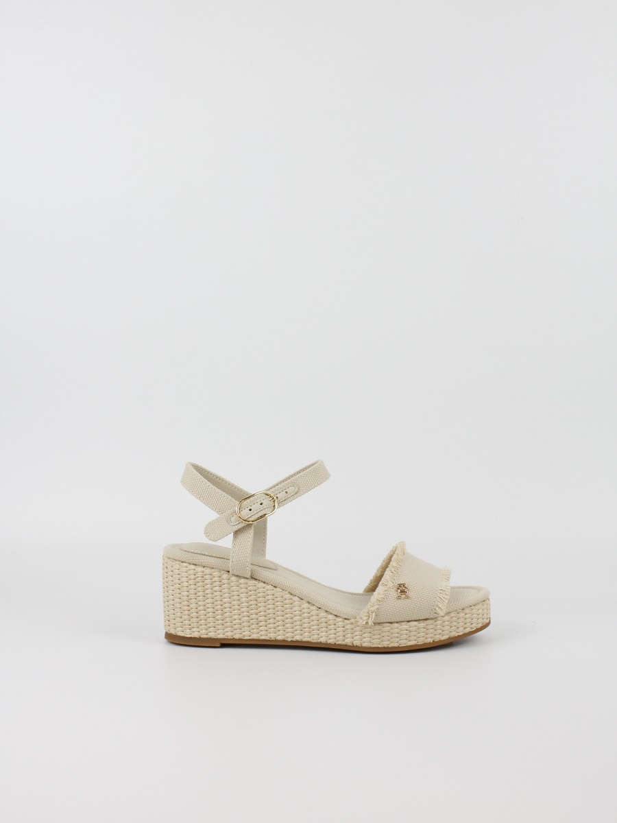 Γυναικεία Πλατφόρμα Tommy Hilfiger Mid Woven Wedge Espadrille Fringe FW0FW09470-ACI Μπεζ