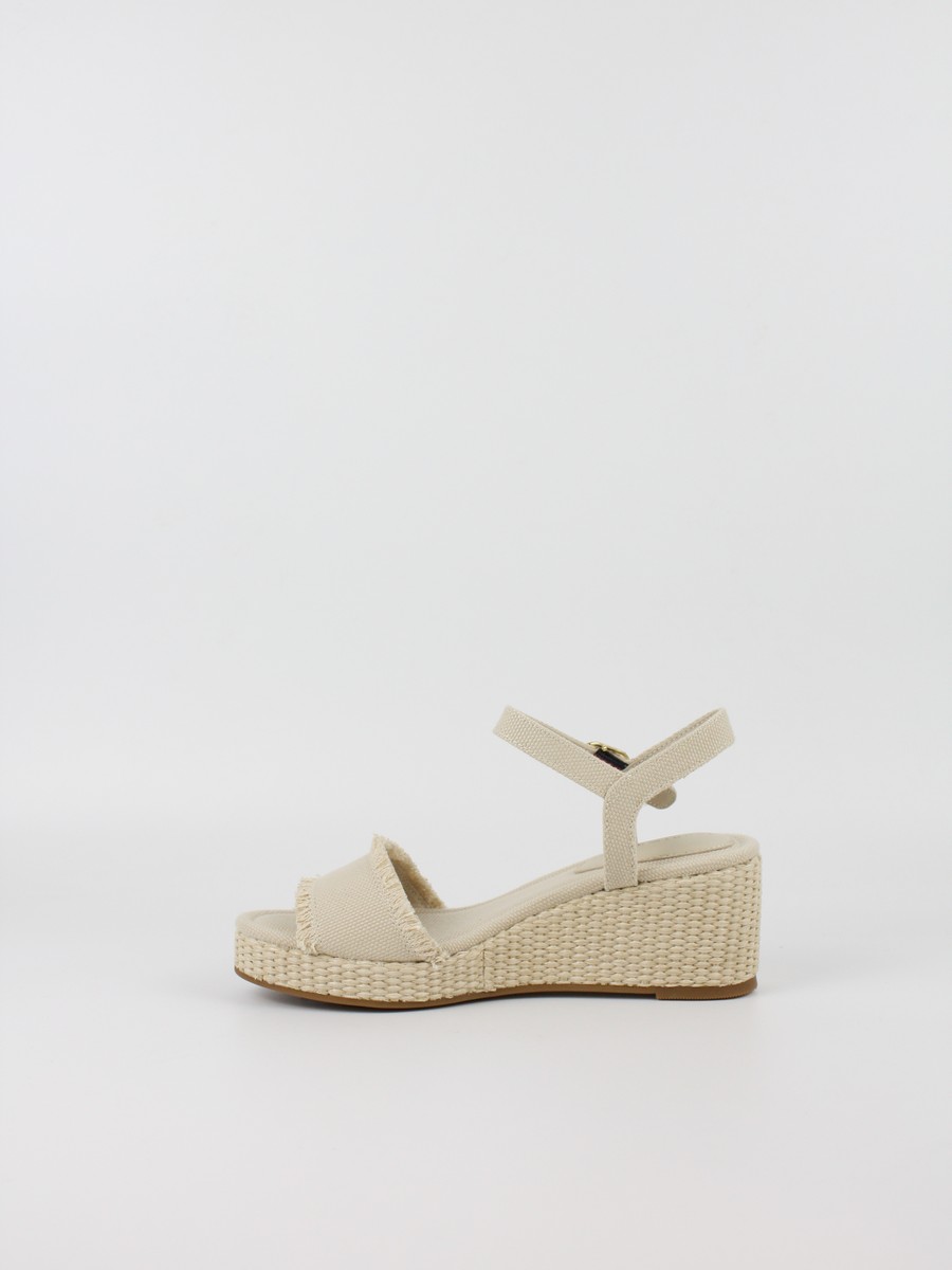 Γυναικεία Πλατφόρμα Tommy Hilfiger Mid Woven Wedge Espadrille Fringe FW0FW09470-ACI Μπεζ