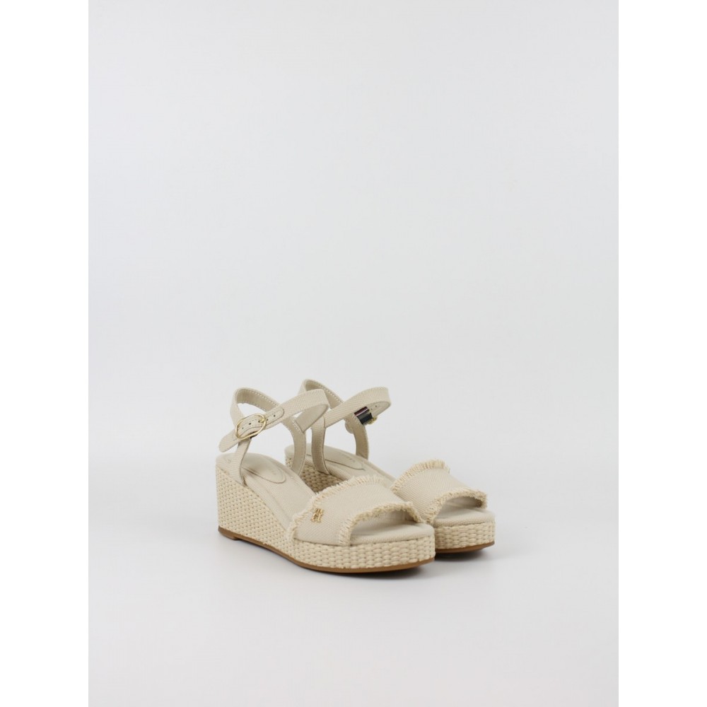 Γυναικεία Πλατφόρμα Tommy Hilfiger Mid Woven Wedge Espadrille Fringe FW0FW09470-ACI Μπεζ