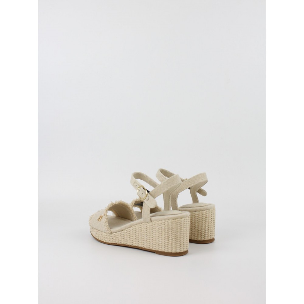Γυναικεία Πλατφόρμα Tommy Hilfiger Mid Woven Wedge Espadrille Fringe FW0FW09470-ACI Μπεζ