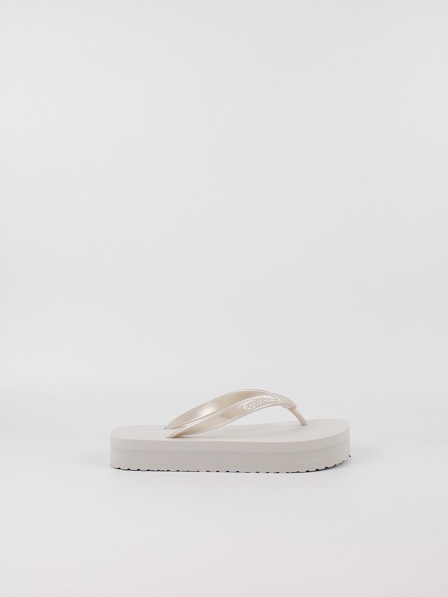 Γυναικεία Σαγιονάρα Calvin KLein Flatform Flip Flop Met Tpu YW0YW03120-PE6 Μπεζ