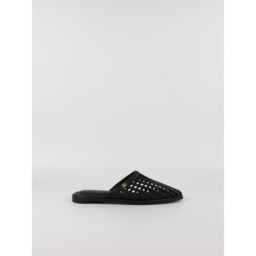 Γυναικεία Mule Tommy Hilfiger Leather Flat Mule FW0FW09280-BDS Μαύρο