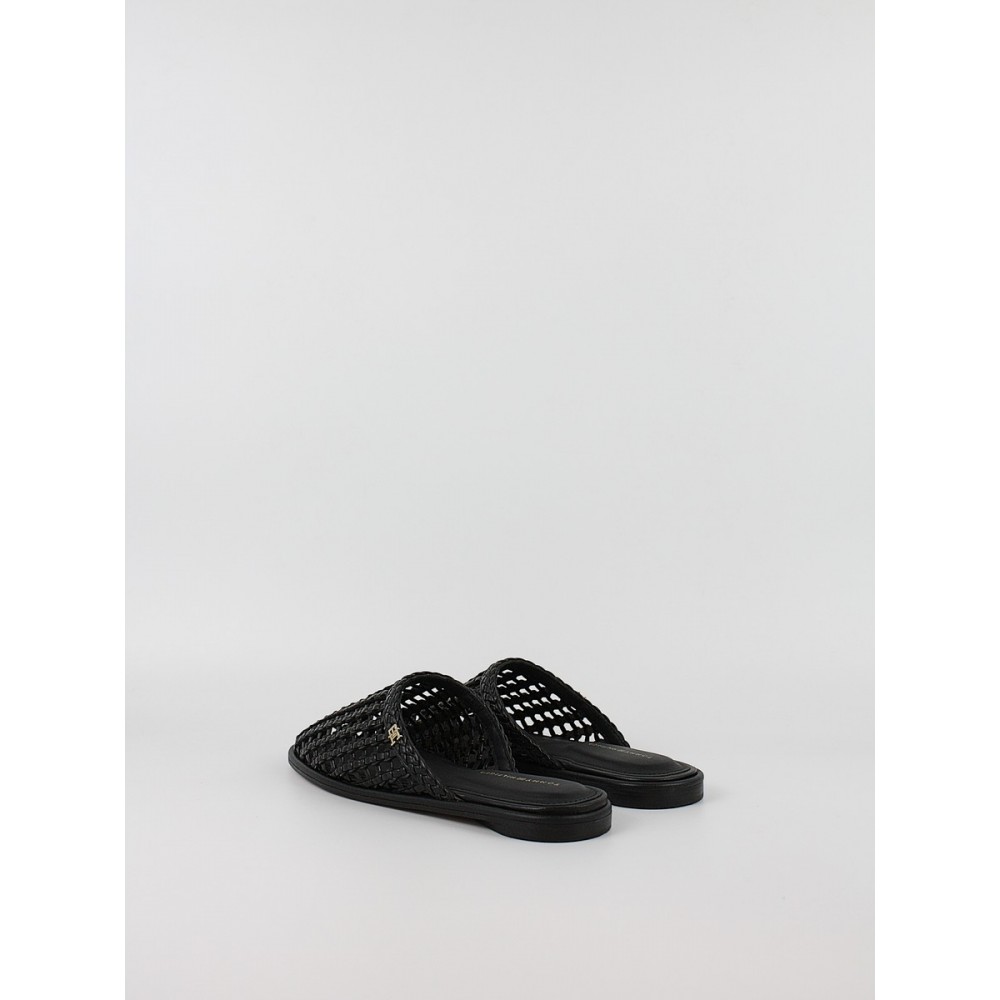 Γυναικεία Mule Tommy Hilfiger Leather Flat Mule FW0FW09280-BDS Μαύρο