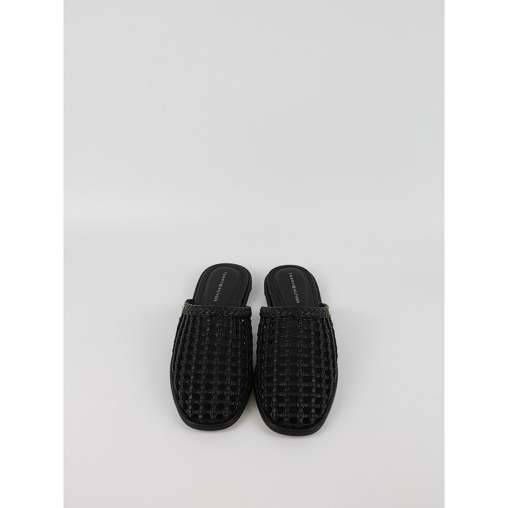 Γυναικεία Mule Tommy Hilfiger Leather Flat Mule FW0FW09280-BDS Μαύρο
