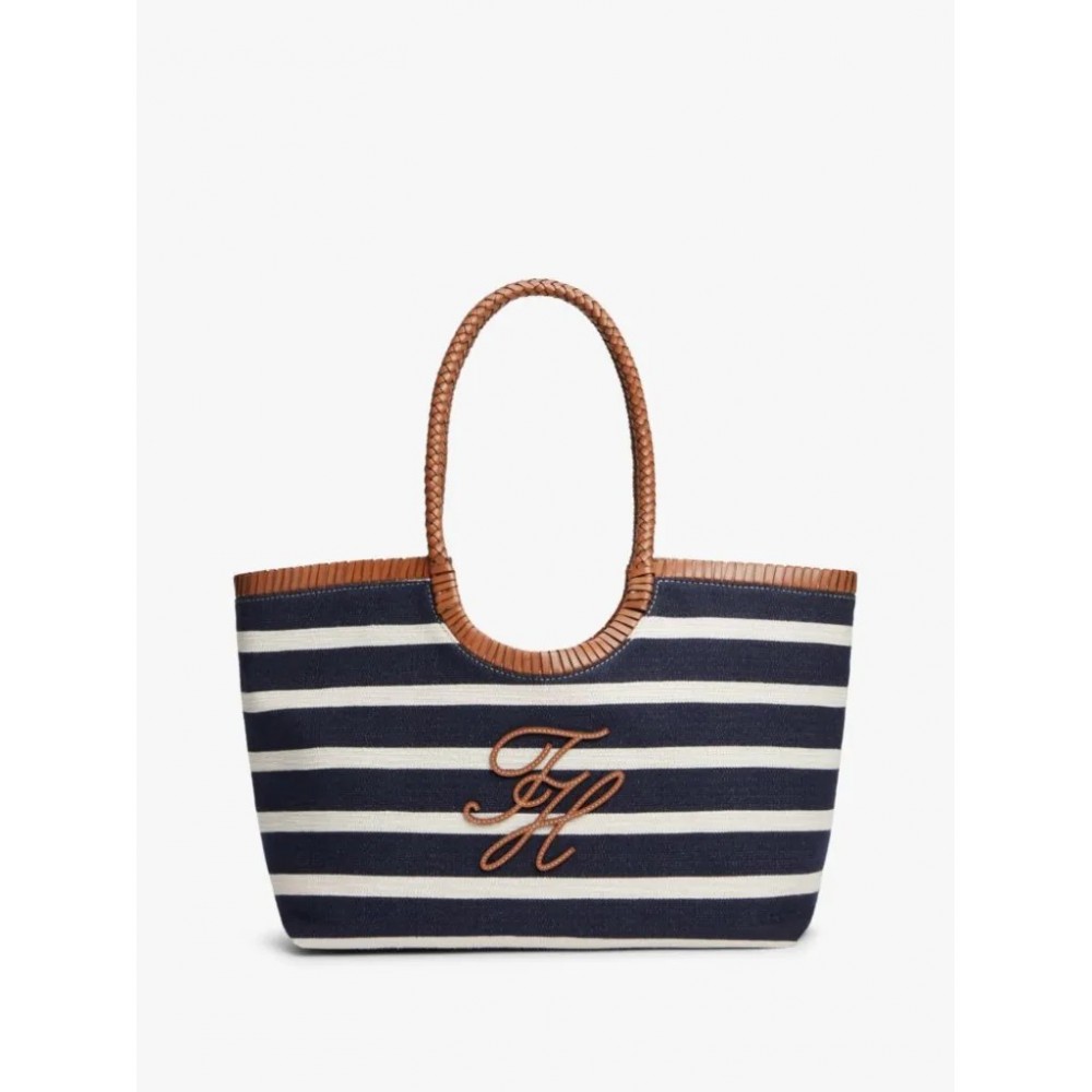 Γυναικεία Τσάντα Tommy Hilfiger Th Elevated Summer Tote Stripe AW0AW18400-0GY Μπλε