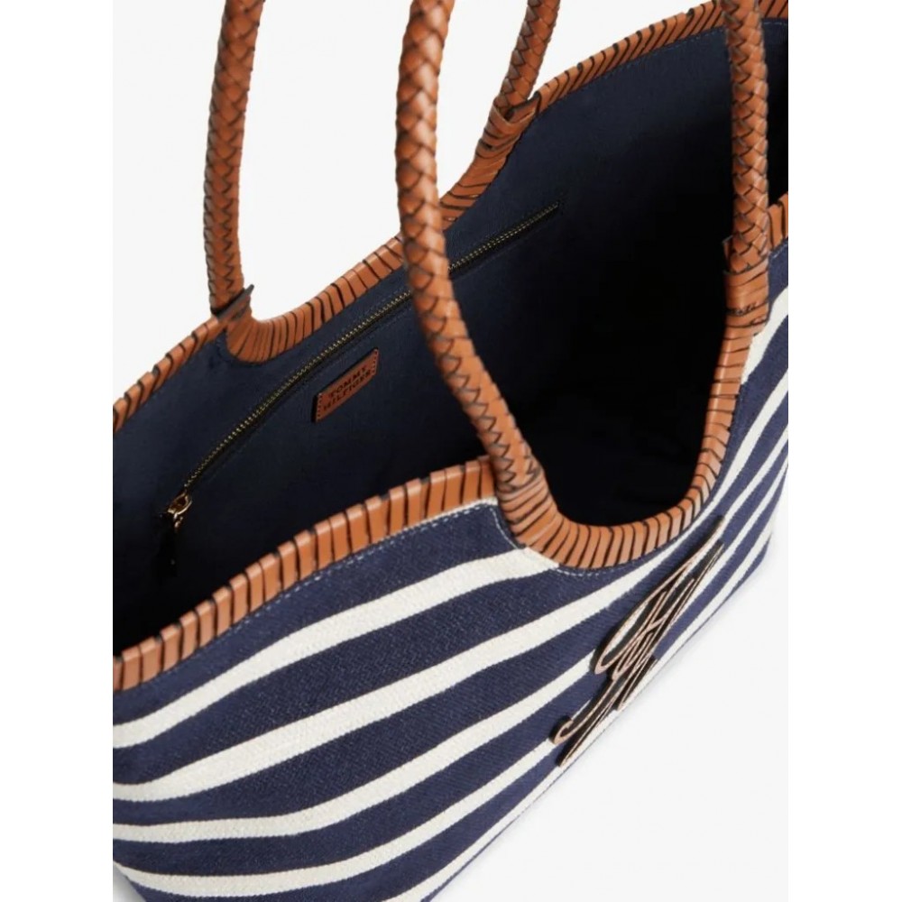 Γυναικεία Τσάντα Tommy Hilfiger Th Elevated Summer Tote Stripe AW0AW18400-0GY Μπλε