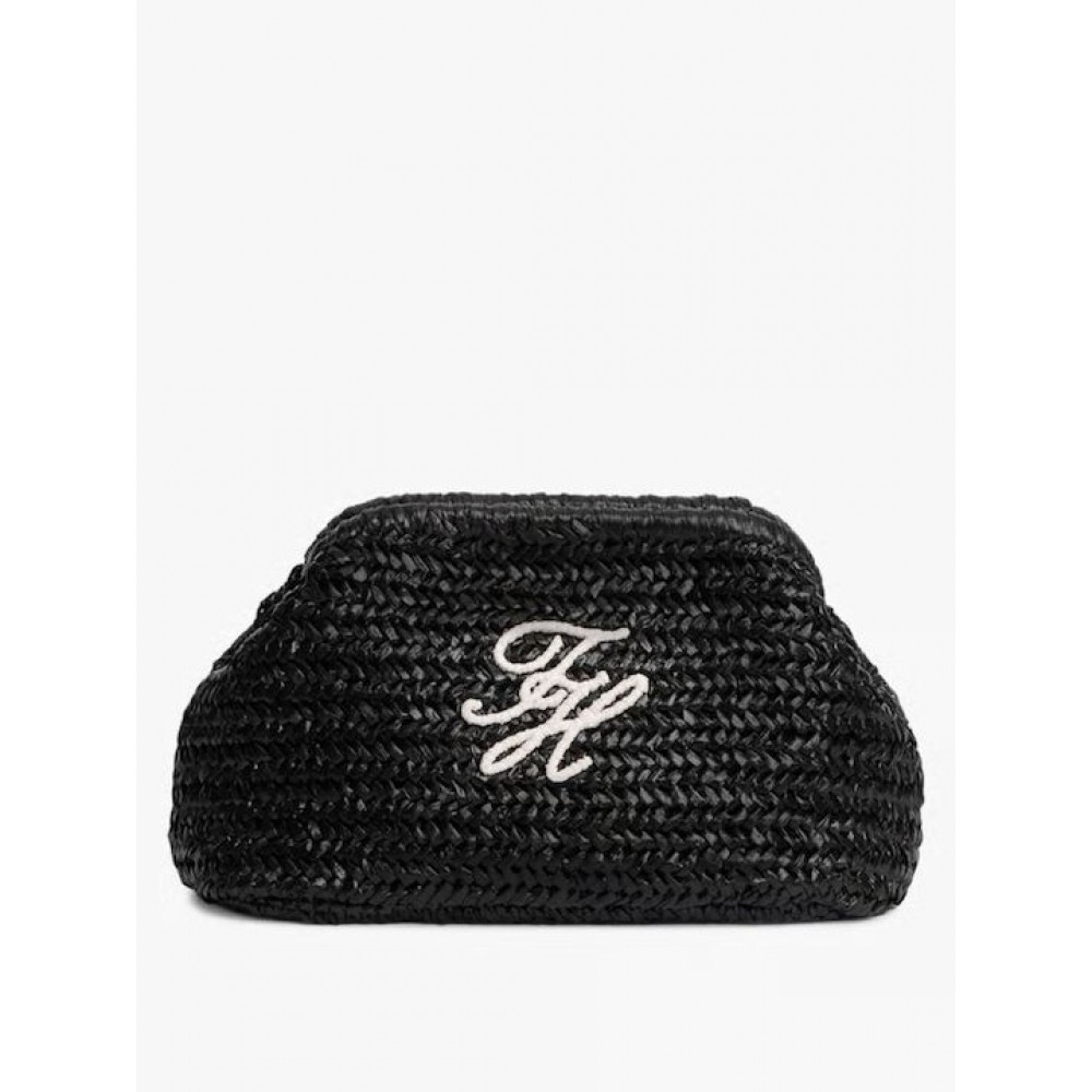 Γυναικεία Τσάντα Tommy Hilfiger Th Elevated Summer Clutch Rafia AW0AW18627-0GJ Μαύρη