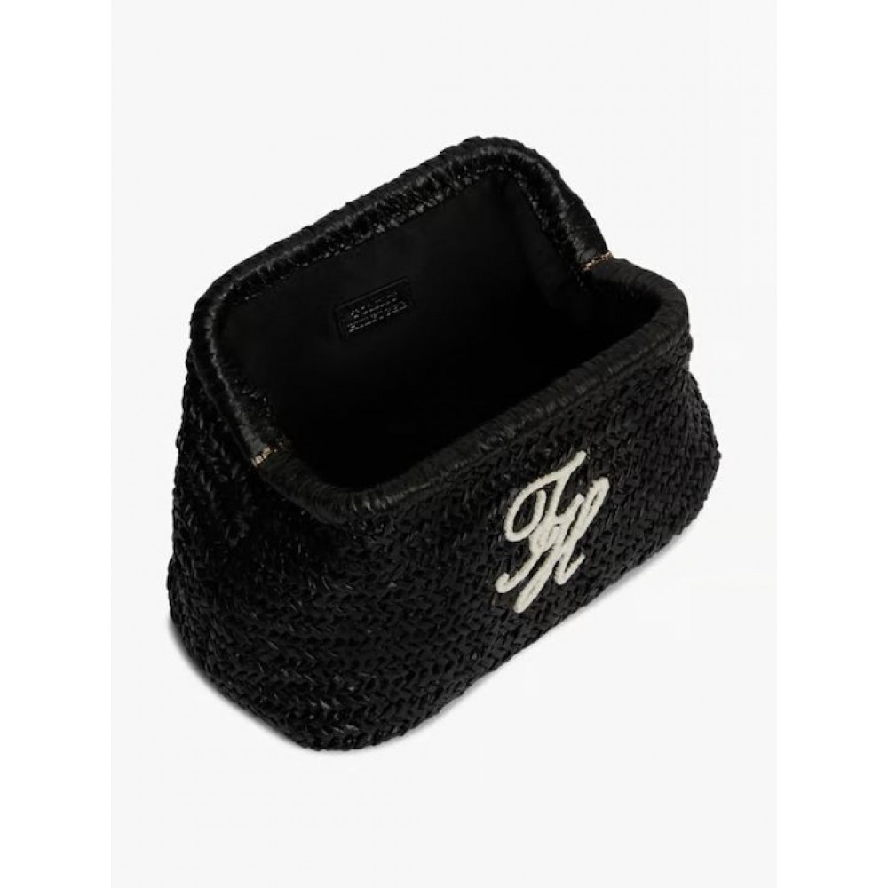 Γυναικεία Τσάντα Tommy Hilfiger Th Elevated Summer Clutch Rafia AW0AW18627-0GJ Μαύρη