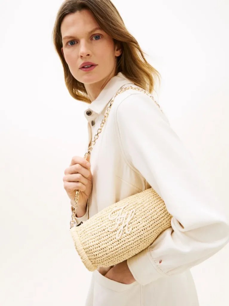 Γυναικεία Τσάντα Tommy Hilfiger Th Elevated Summer Chain Bag Rafia AW0AW18628-0F4 Μπεζ