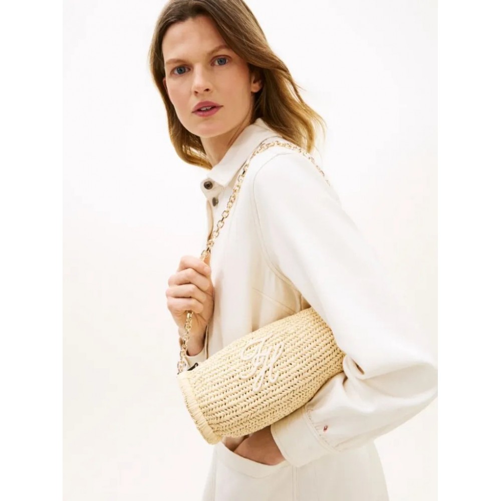 Γυναικεία Τσάντα Tommy Hilfiger Th Elevated Summer Chain Bag Rafia AW0AW18628-0F4 Μπεζ