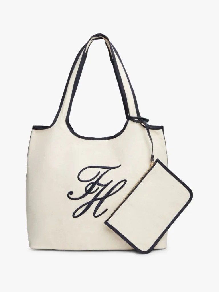 Γυναικεία Τσάντα Tommy Hilfiger Th Summer Tote Canvas AW0AW18398-0K4 Ασπρη