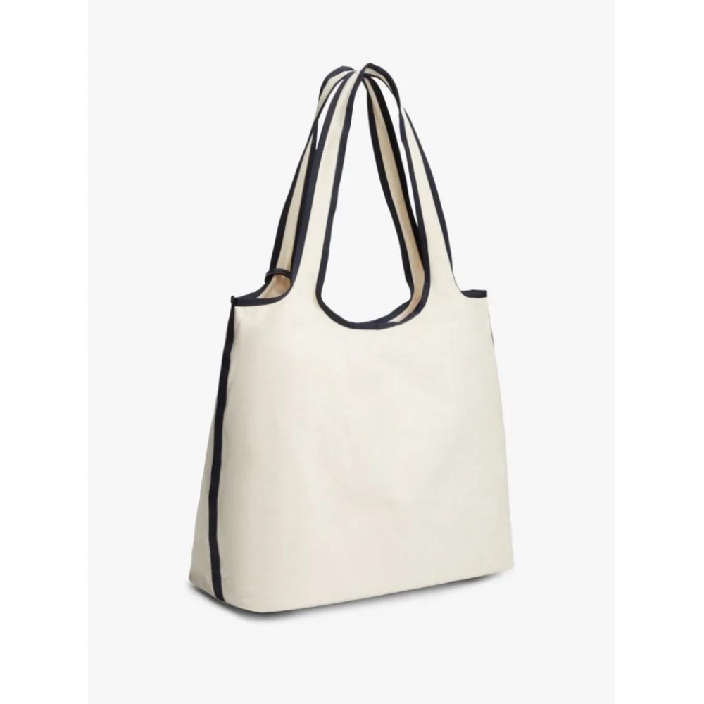 Γυναικεία Τσάντα Tommy Hilfiger Th Summer Tote Canvas AW0AW18398-0K4 Ασπρη