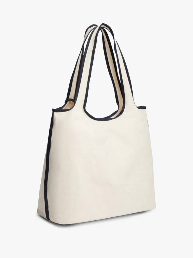 Γυναικεία Τσάντα Tommy Hilfiger Th Summer Tote Canvas AW0AW18398-0K4 Ασπρη