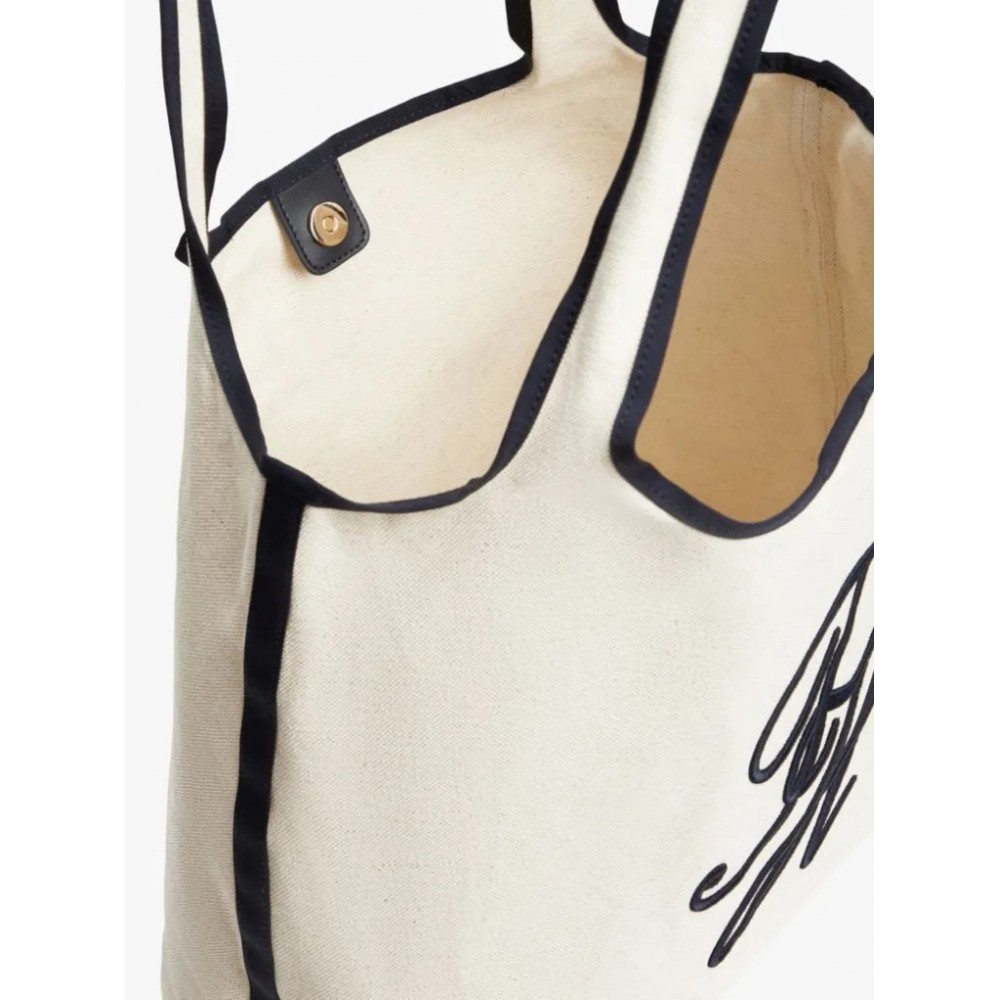 Γυναικεία Τσάντα Tommy Hilfiger Th Summer Tote Canvas AW0AW18398-0K4 Ασπρη