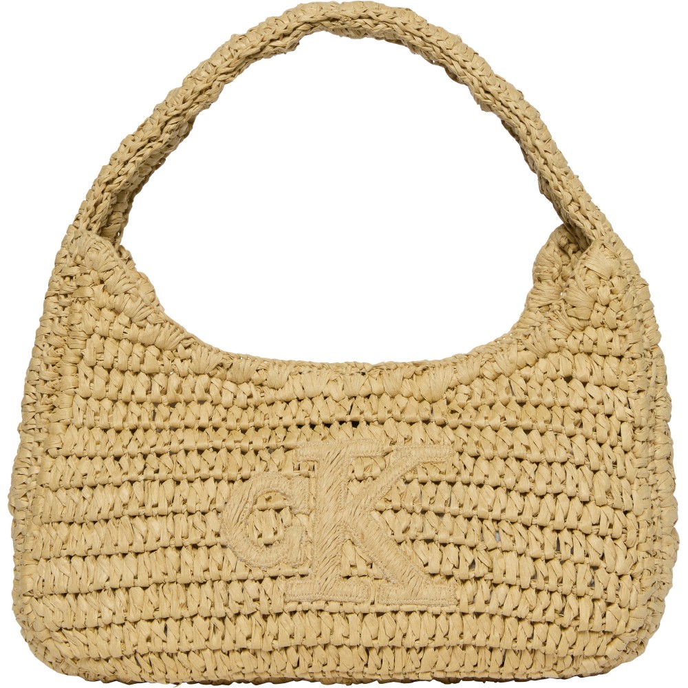 Γυναικεία Τσάντα Calvin Klein Bold Ck Raffia Sm Shoulder Bag LV04F3449G-0EI Μπεζ