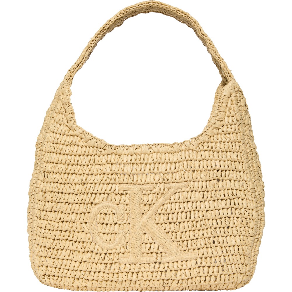 Γυναικεία Τσάντα Calvin Klein Bold Ck Raffia Lg Shoulder Bag LV04F3448G-0EI Μπεζ