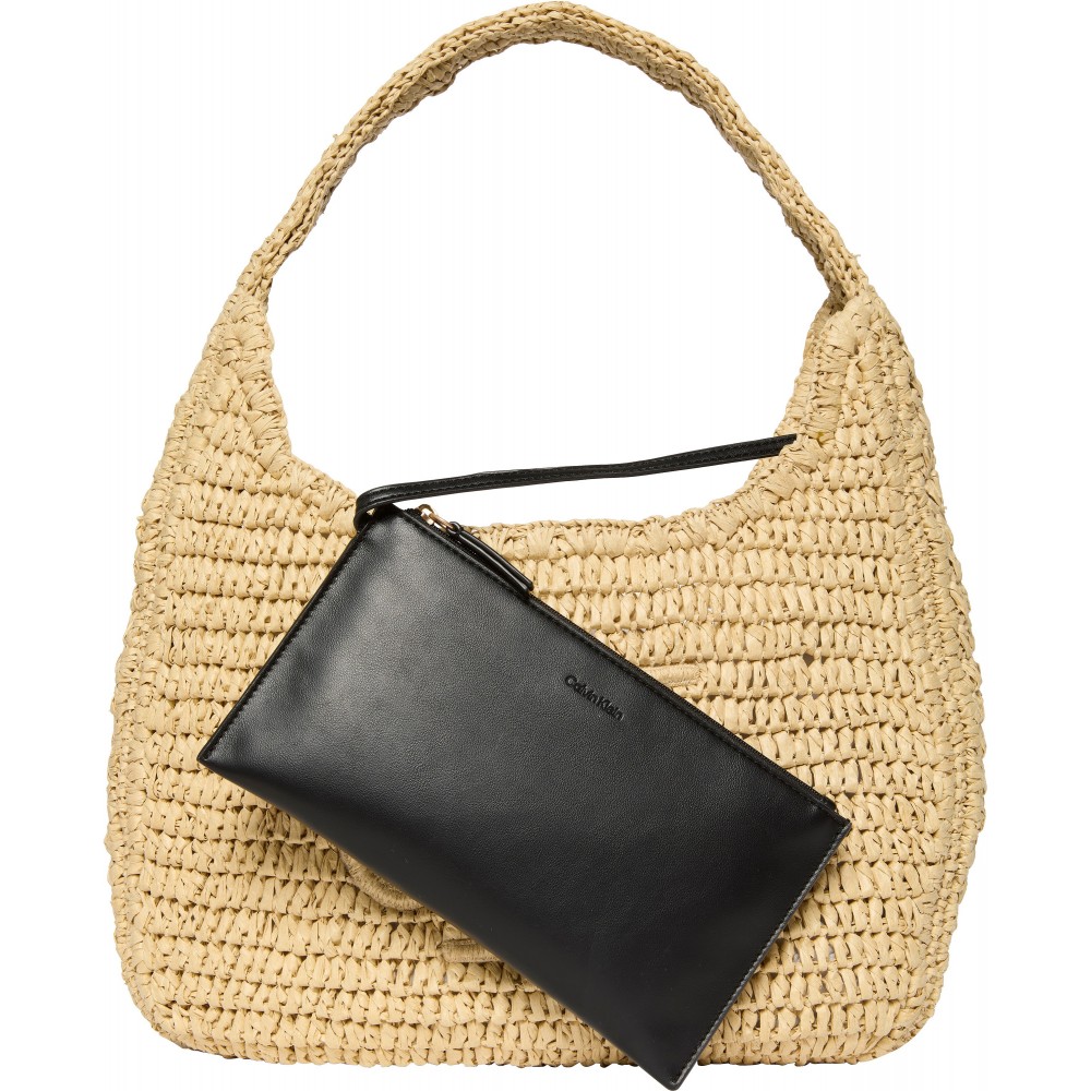 Γυναικεία Τσάντα Calvin Klein Bold Ck Raffia Lg Shoulder Bag LV04F3448G-0EI Μπεζ