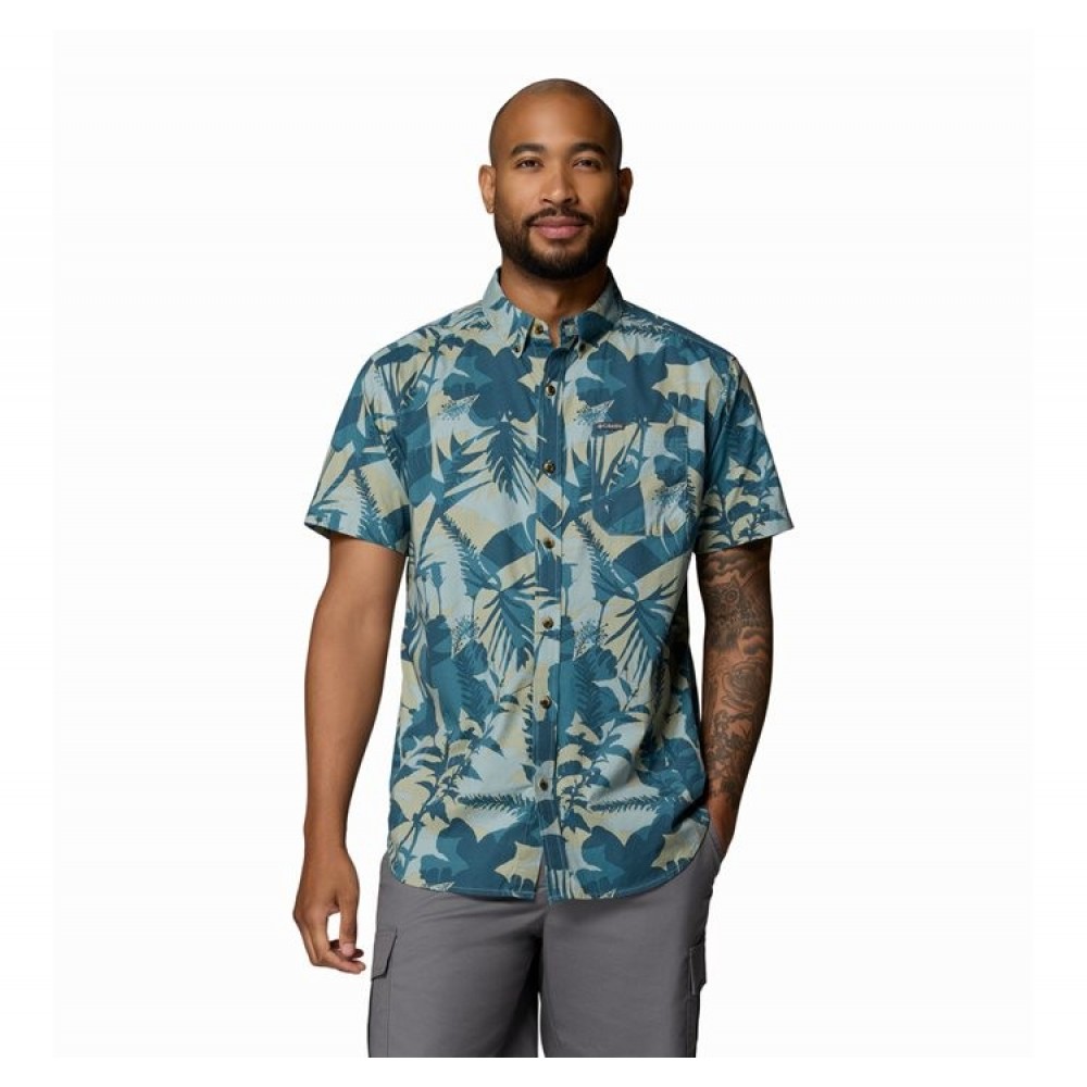 Ανδρικό Πουκάμισο Columbia Rapid Rivers Printed Short Sleeve Shirt 1768931-435 Πετρόλ