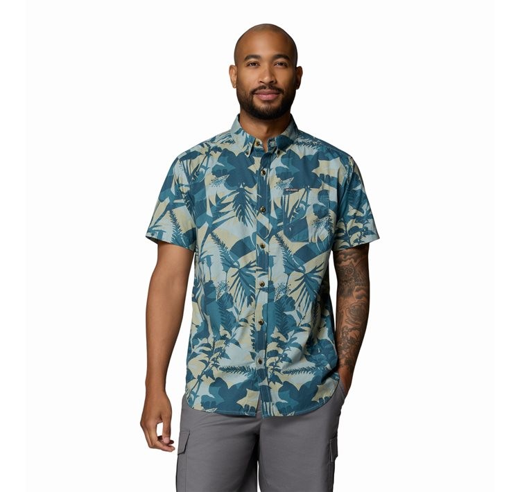 Ανδρικό Πουκάμισο Columbia Rapid Rivers Printed Short Sleeve Shirt 1768931-435 Πετρόλ