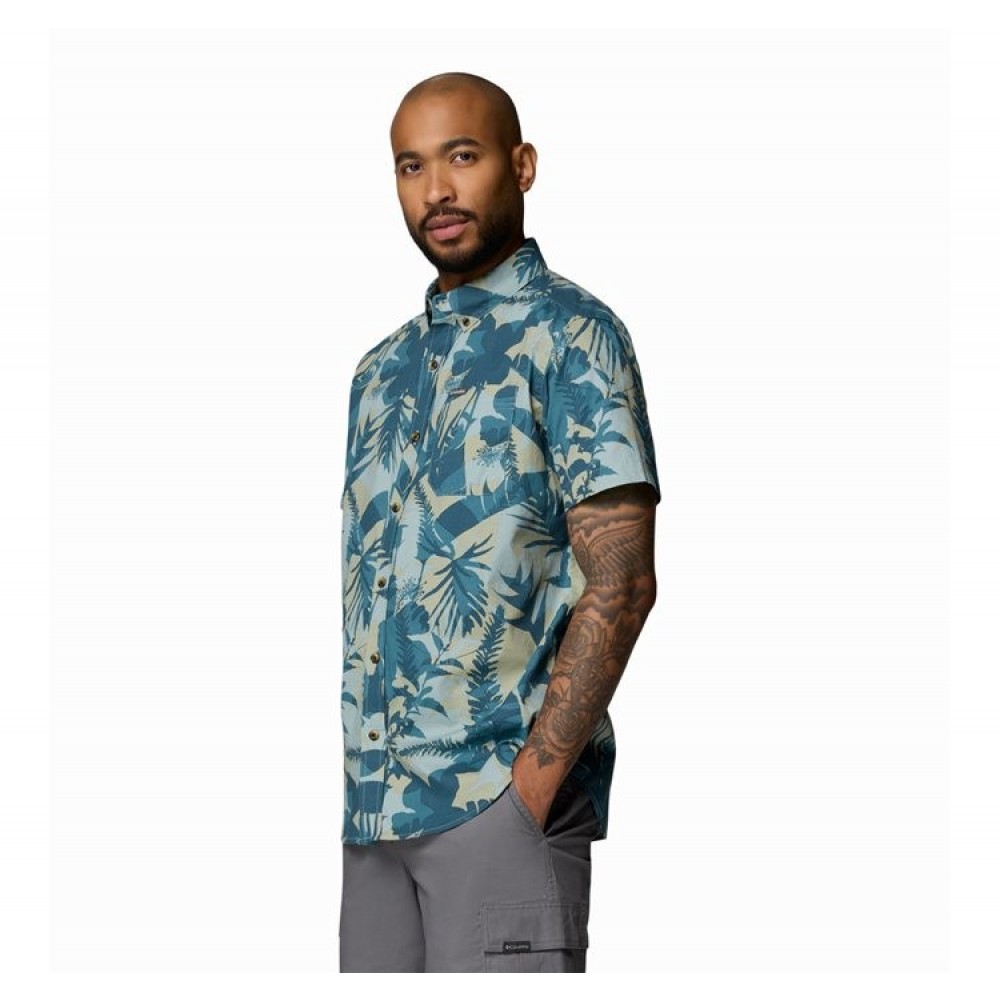 Ανδρικό Πουκάμισο Columbia Rapid Rivers Printed Short Sleeve Shirt 1768931-435 Πετρόλ